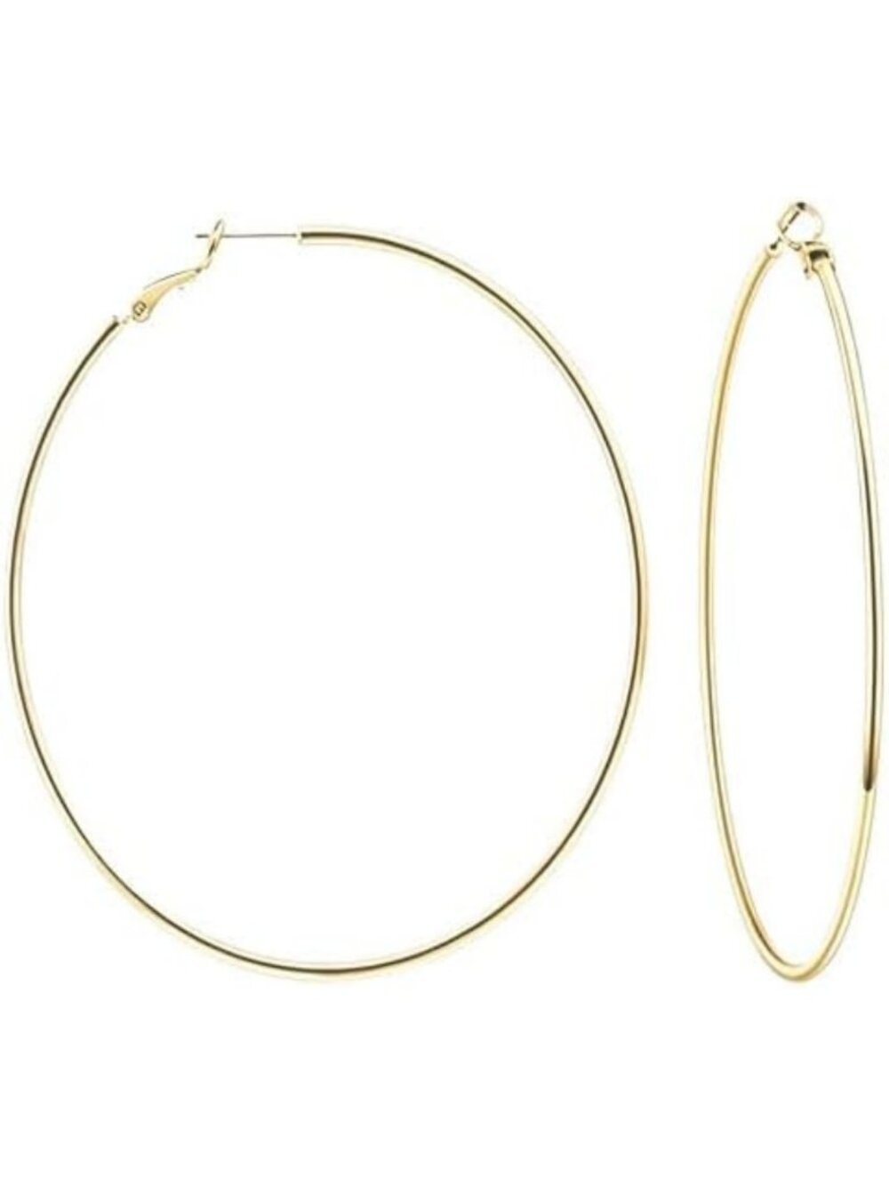 Lightweight 14K Gold Thin Hoop Earrings - Elegant Clean-Lined Design for Women